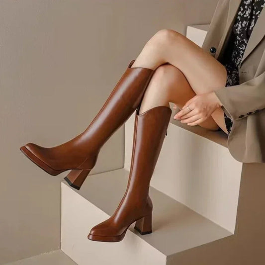 CARLA™ - Bottes hautes en cuir - Élégance et confort-Chaussures-PARIS FEMME