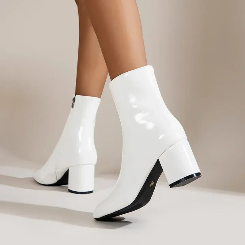 Bottines à Talon Femme | Bout Pointu, Fermeture Zippée | Style Élégant