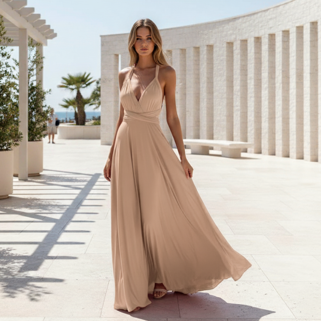 Robe de soirée maxi Marie - croisée - dos dénudé
