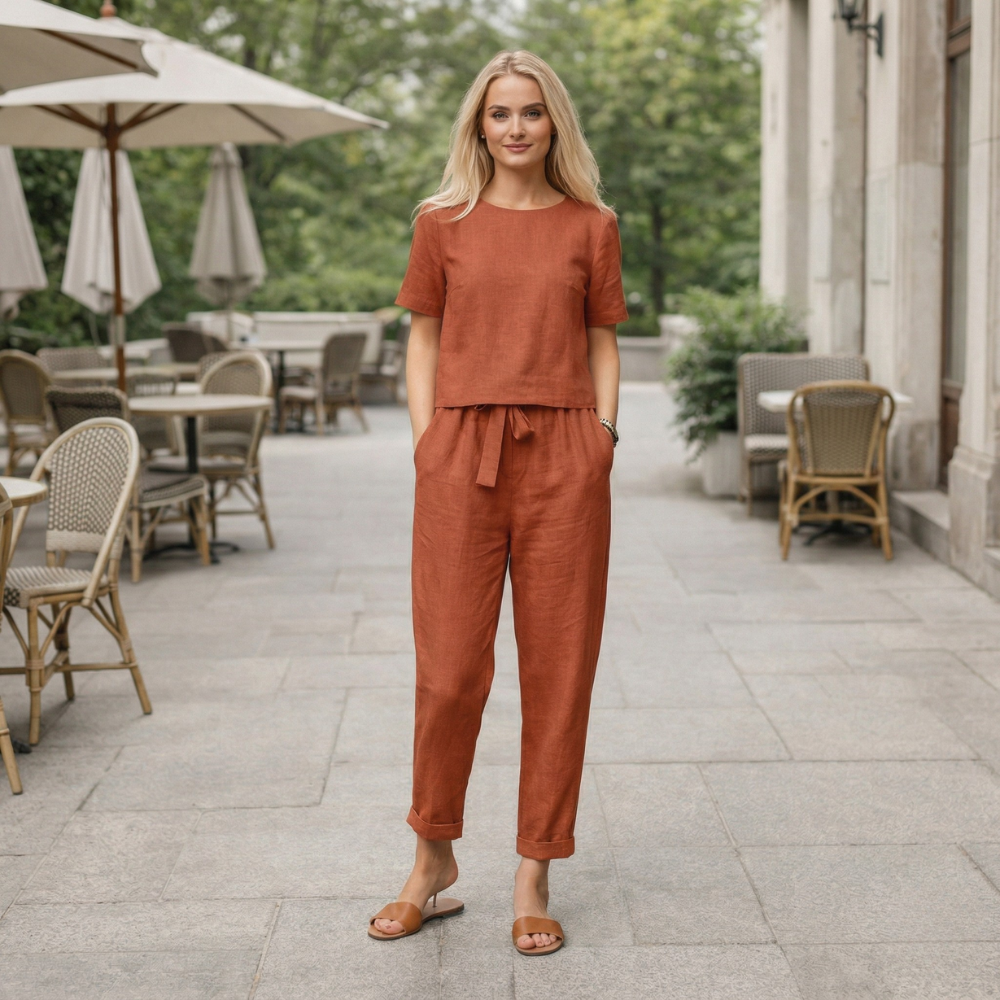 Ensemble en Lin pour Femmes | Blouse Confortable & Pantalon