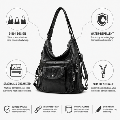 Sac à main convertible 3-en-1 | Résistant à l'eau