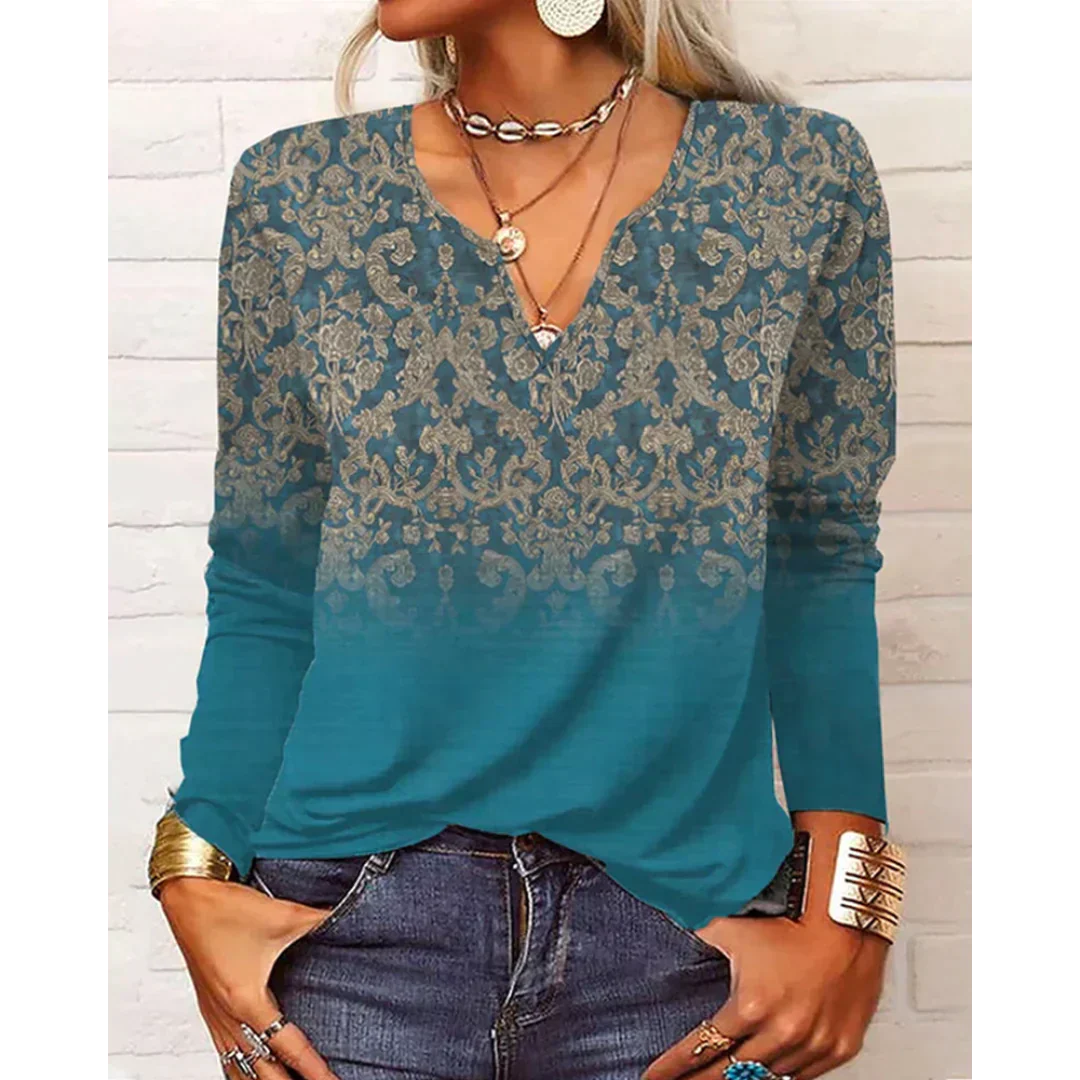 Bohémienne Multicolore - Blouse à Manches Longues-Chemisier-PARIS FEMME