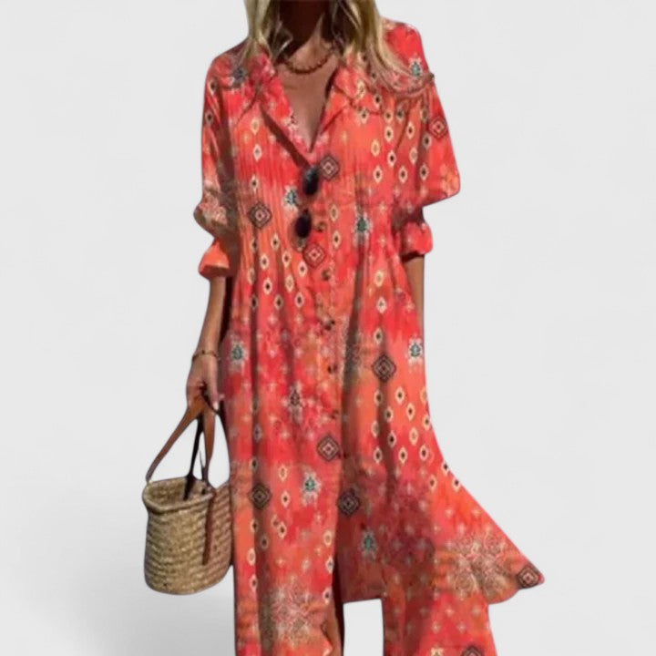 Robe boho femme colorée coupe fluide imprimés vibrants