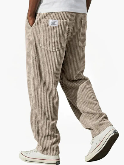 Pantalon homme côtelé coupe relaxed avec cordon de serrage