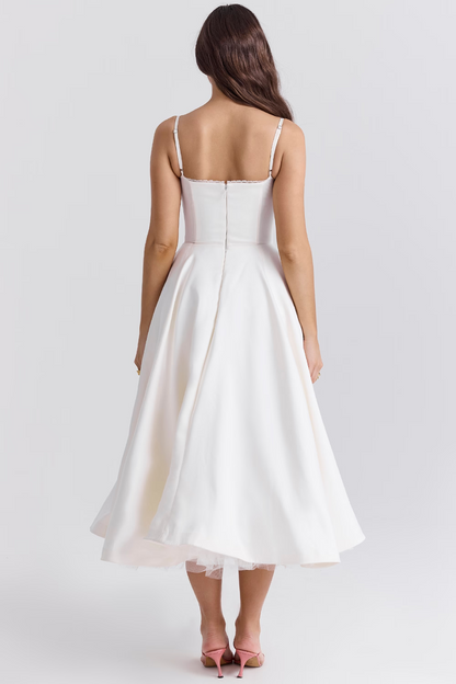 Amarielle - Robe Midi Élégante - Corset - Jupe Évasée - Robe de Bal