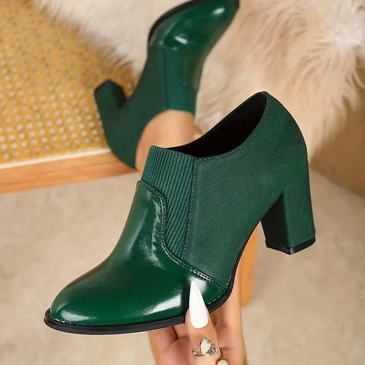 Bottines Femme | Cuir, Talons Épais | Noires