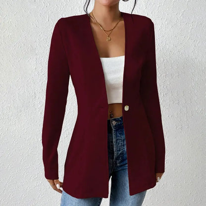 Blazer tailleur femme bouton simple coupe structurée col ouvert