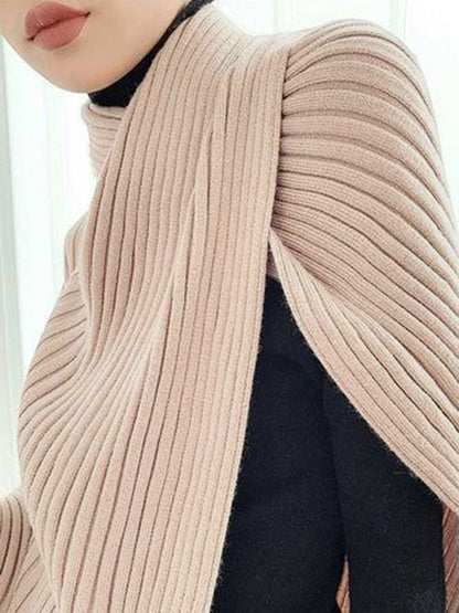 Sweater femme col montant asymétrique coupe ample couleur unie
