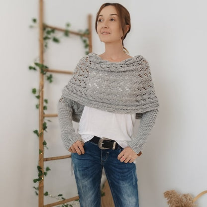 Écharpe femme tricot double manches châle hiver longue 260 cm