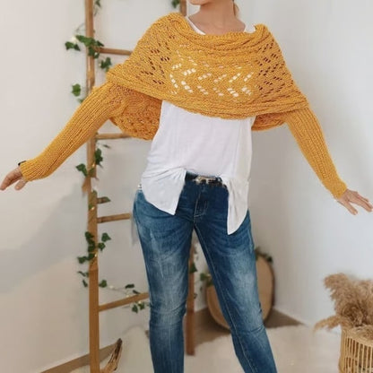 Écharpe femme tricot double manches châle hiver longue 260 cm