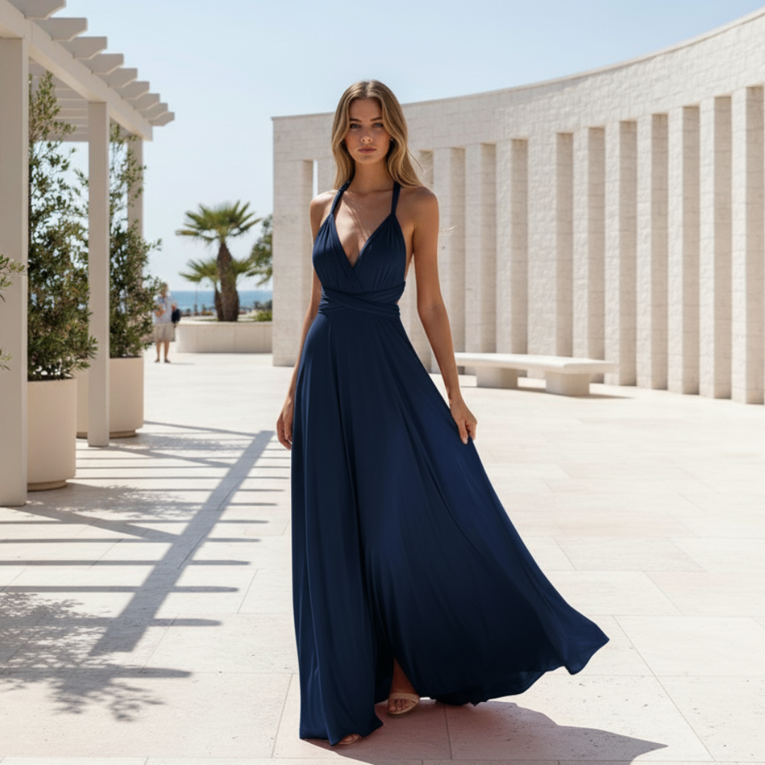 Robe de soirée maxi Marie - croisée - dos dénudé