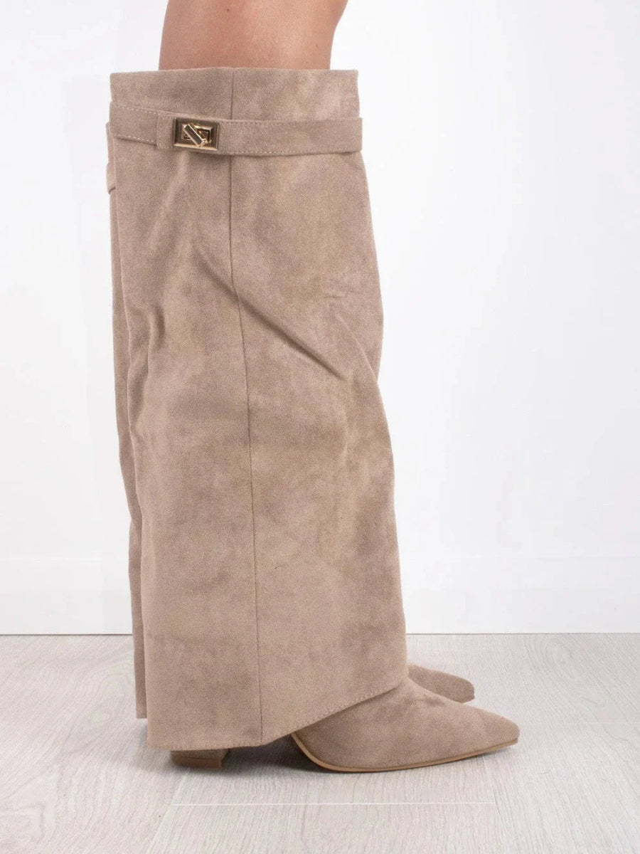 Bottes hautes en suède élégantes - Mode femme - Chic et confort-Chaussures-PARIS FEMME