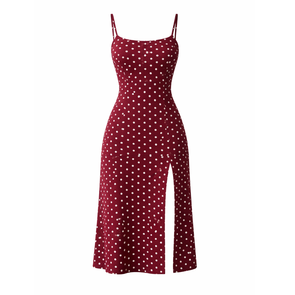 Robe Midi | Pois, Style Rétro | Allure Élégante pour Femmes