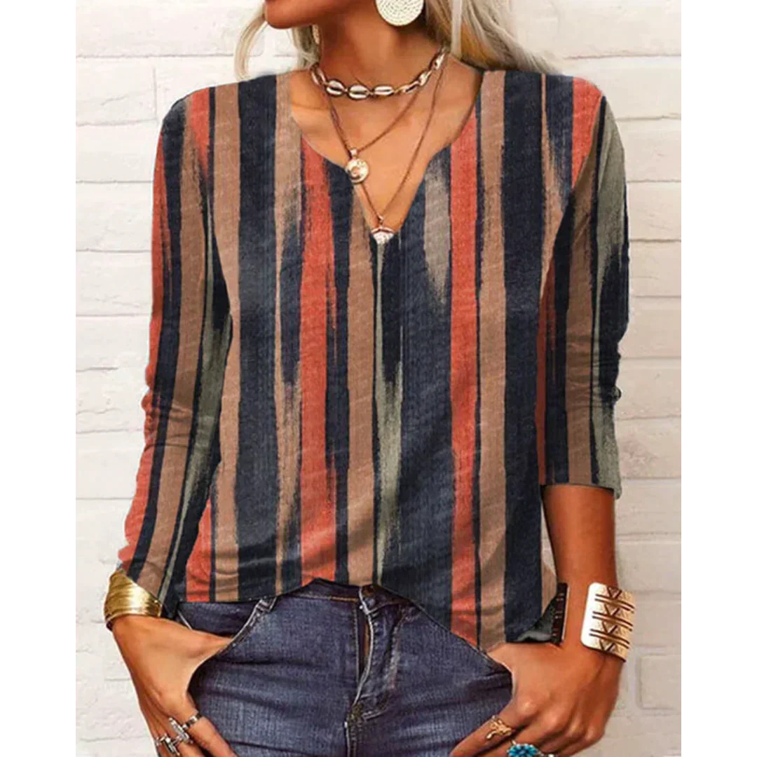 Bohémienne Multicolore - Blouse à Manches Longues-Chemisier-PARIS FEMME