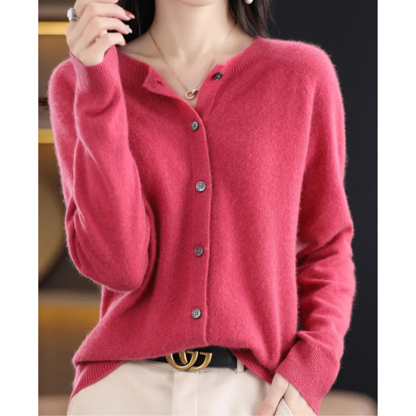 Cardigan femme | Boutons, col rond | Hiver