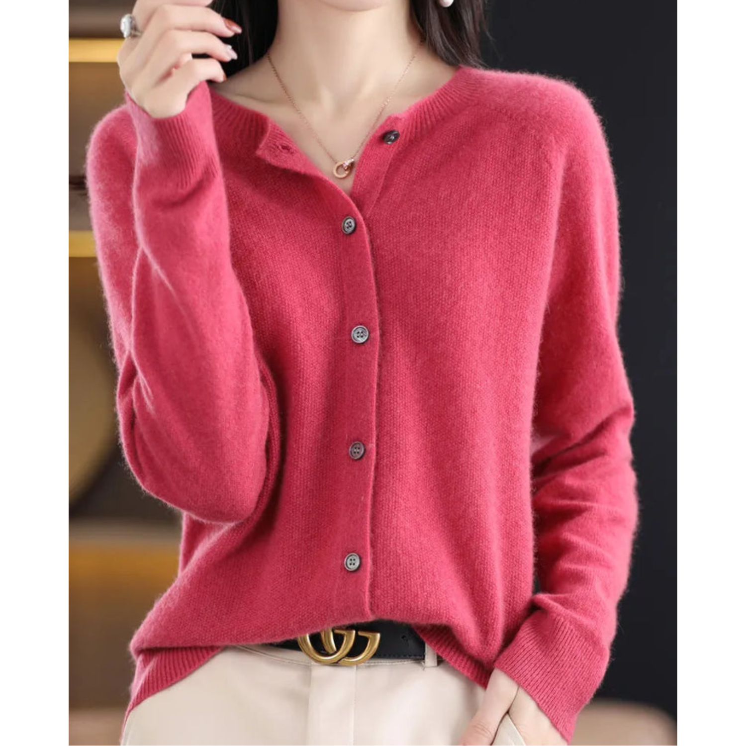 Cardigan femme | Boutons, col rond | Hiver