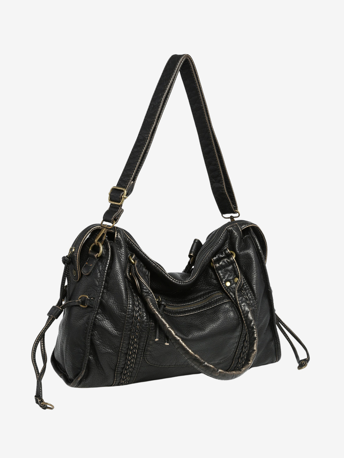 Sac à Main Noir Femme | Bandoulière Cuir Synthétique | Poches à Fermeture