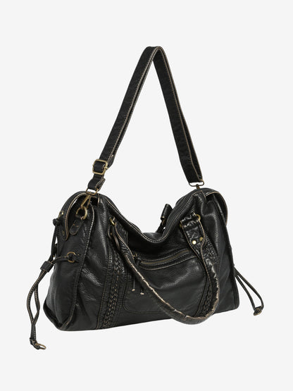 Sac à Main Noir Femme | Bandoulière Cuir Synthétique | Poches à Fermeture