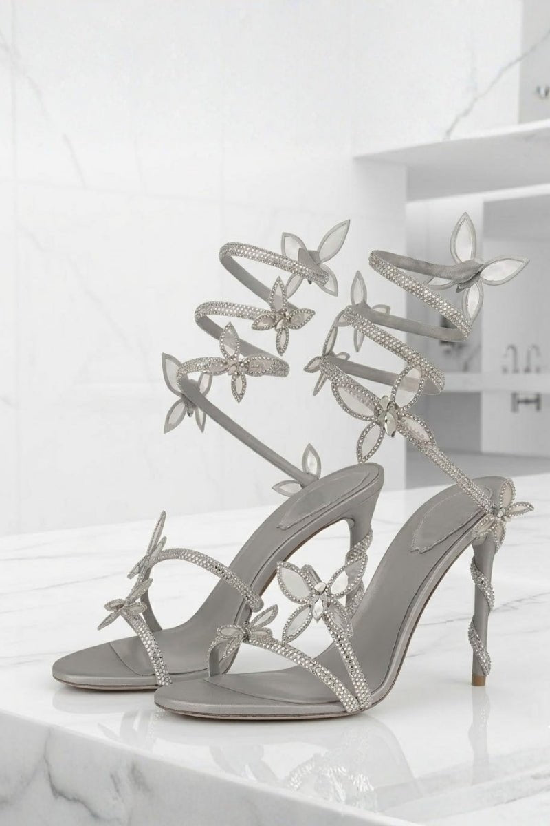 Chaussures de danse latine, Femmes | Talons à fleurs | Bride cheville