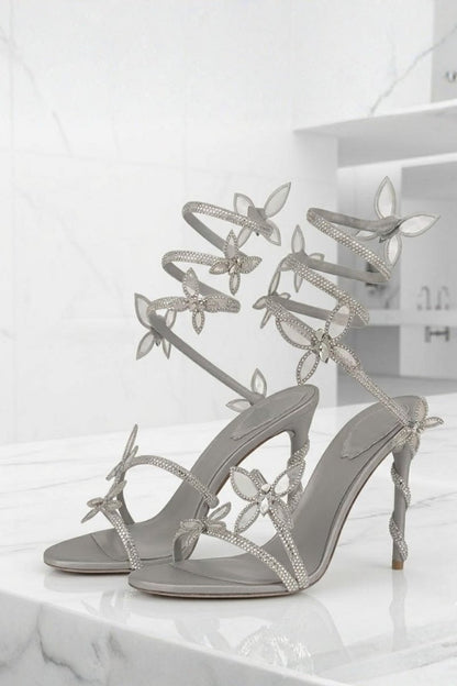 Chaussures de danse latine, Femmes | Talons à fleurs | Bride cheville