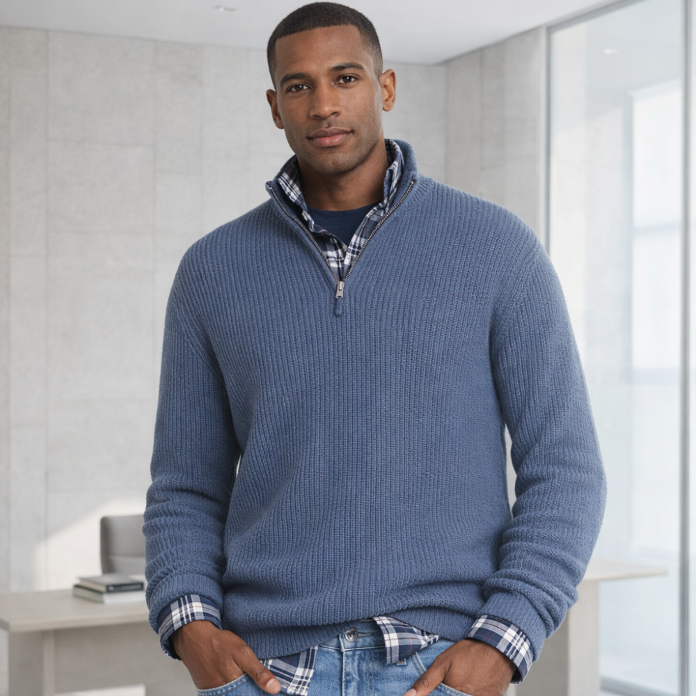 Pull en cachemire pour homme avec fermeture éclair | Style décontracté | Doux et élégant