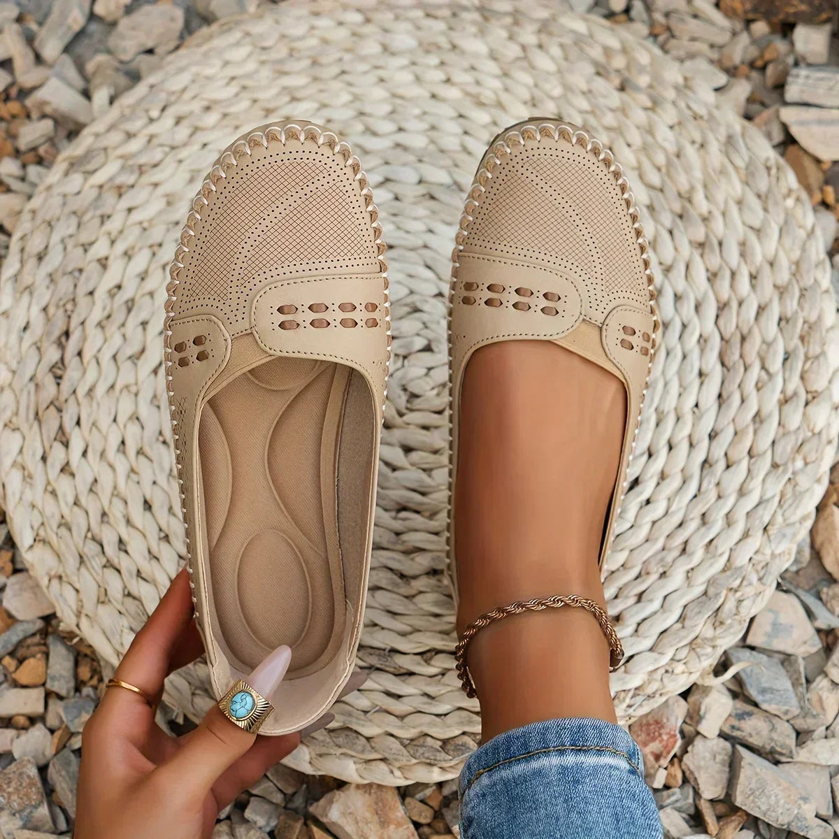 Mocassins Femme | Ajourés Confort, Enfiler Facilement