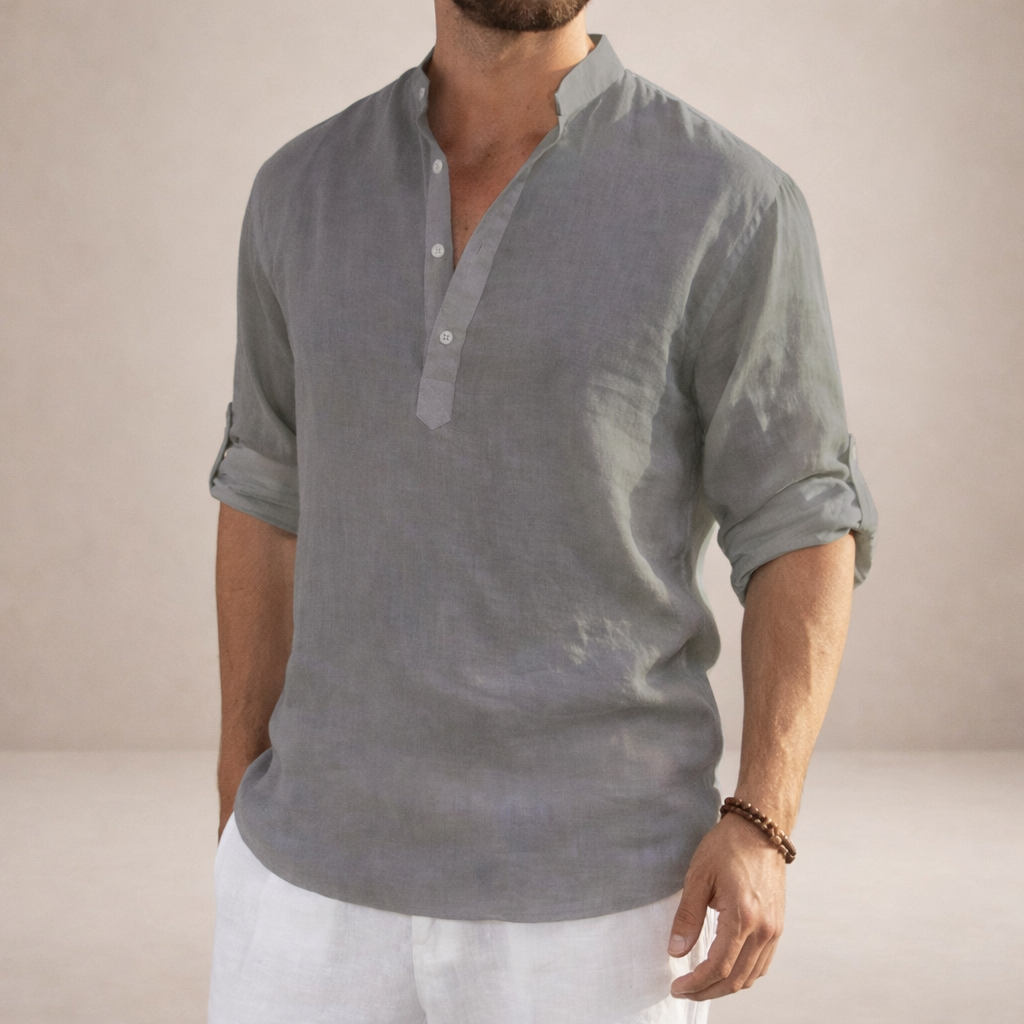 Chemise lin homme | Coupe régulière, manches longues, col officiel