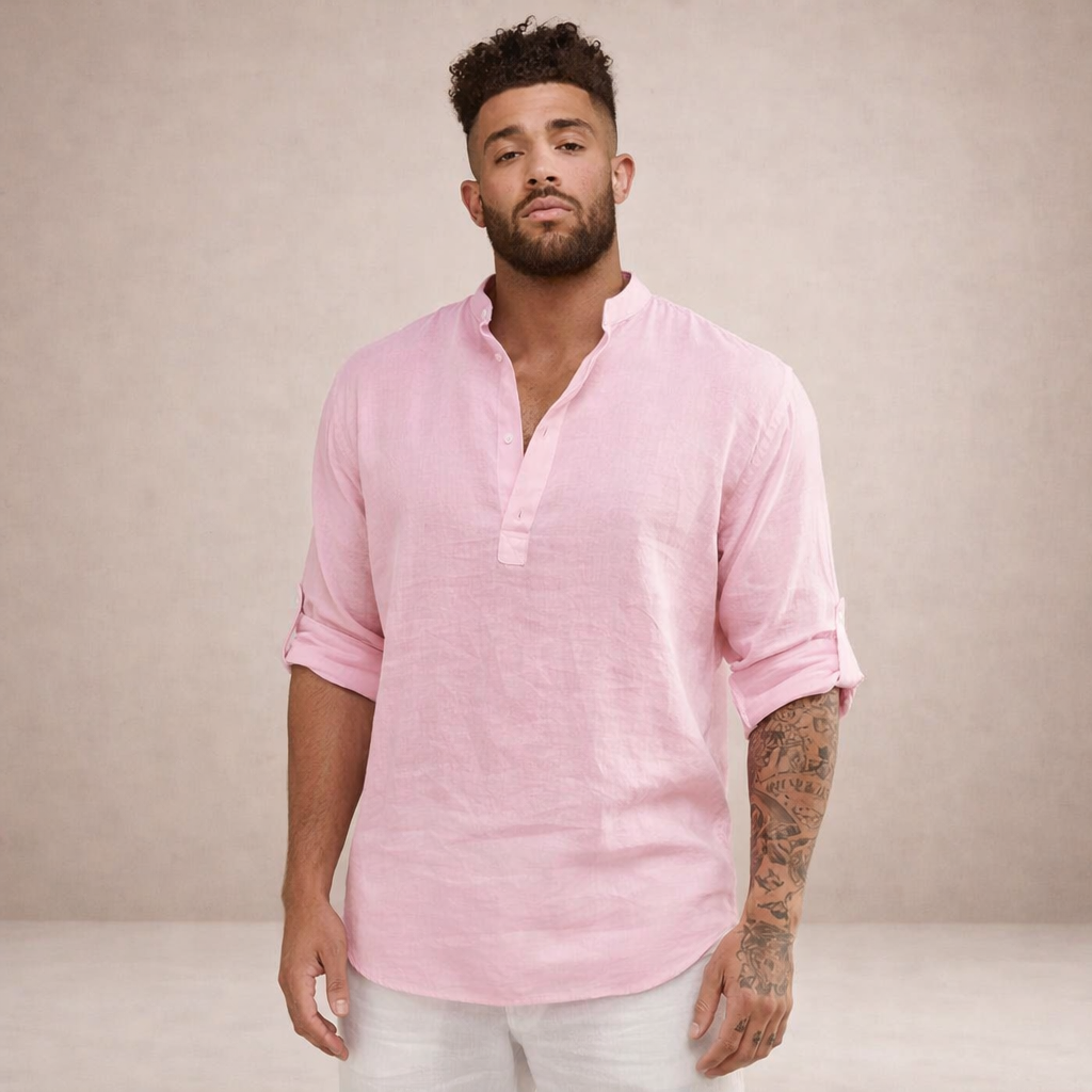 Chemise lin homme | Coupe régulière, manches longues, col officiel