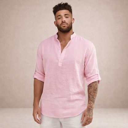 Chemise lin homme | Coupe régulière, manches longues, col officiel