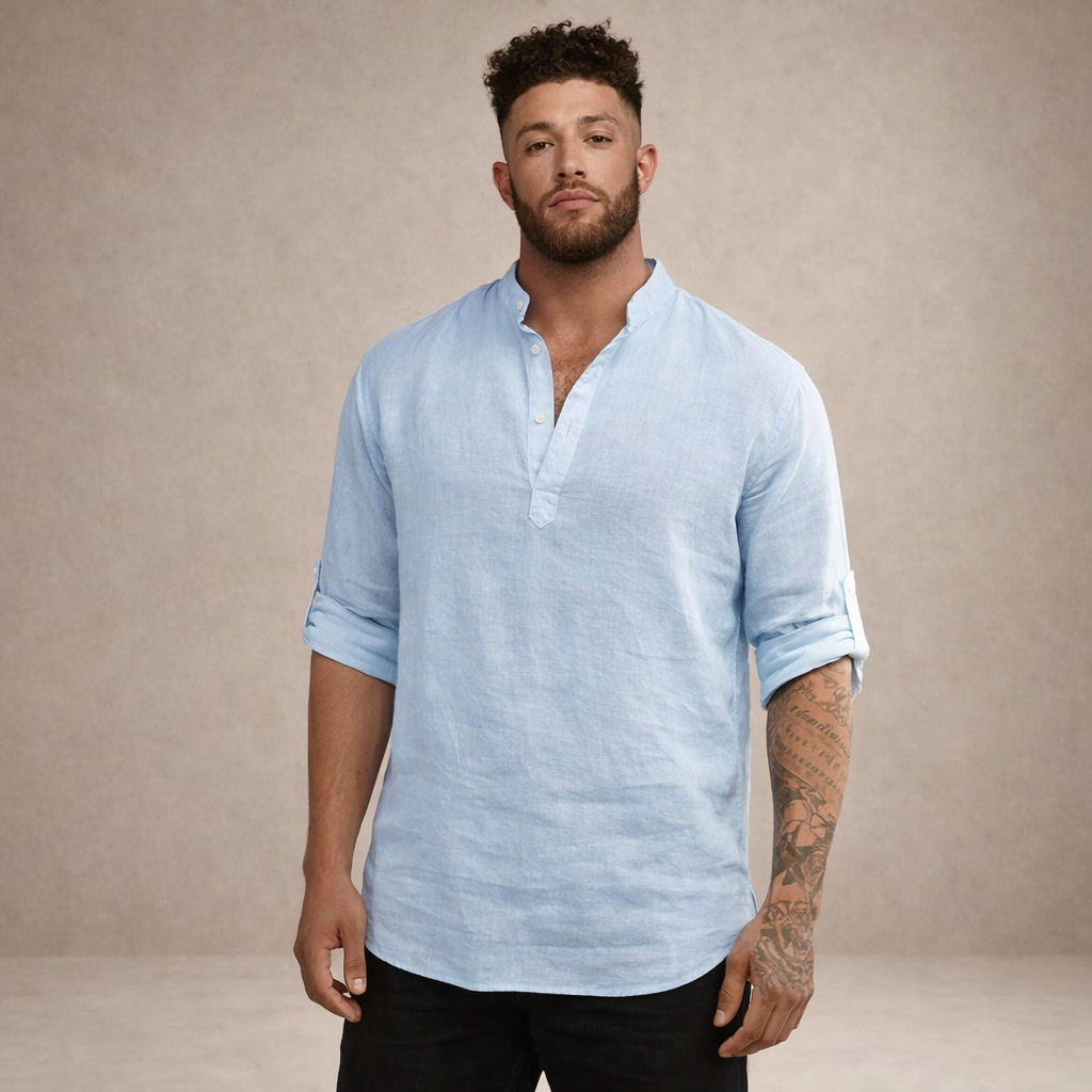 Chemise lin homme | Coupe régulière, manches longues, col officiel