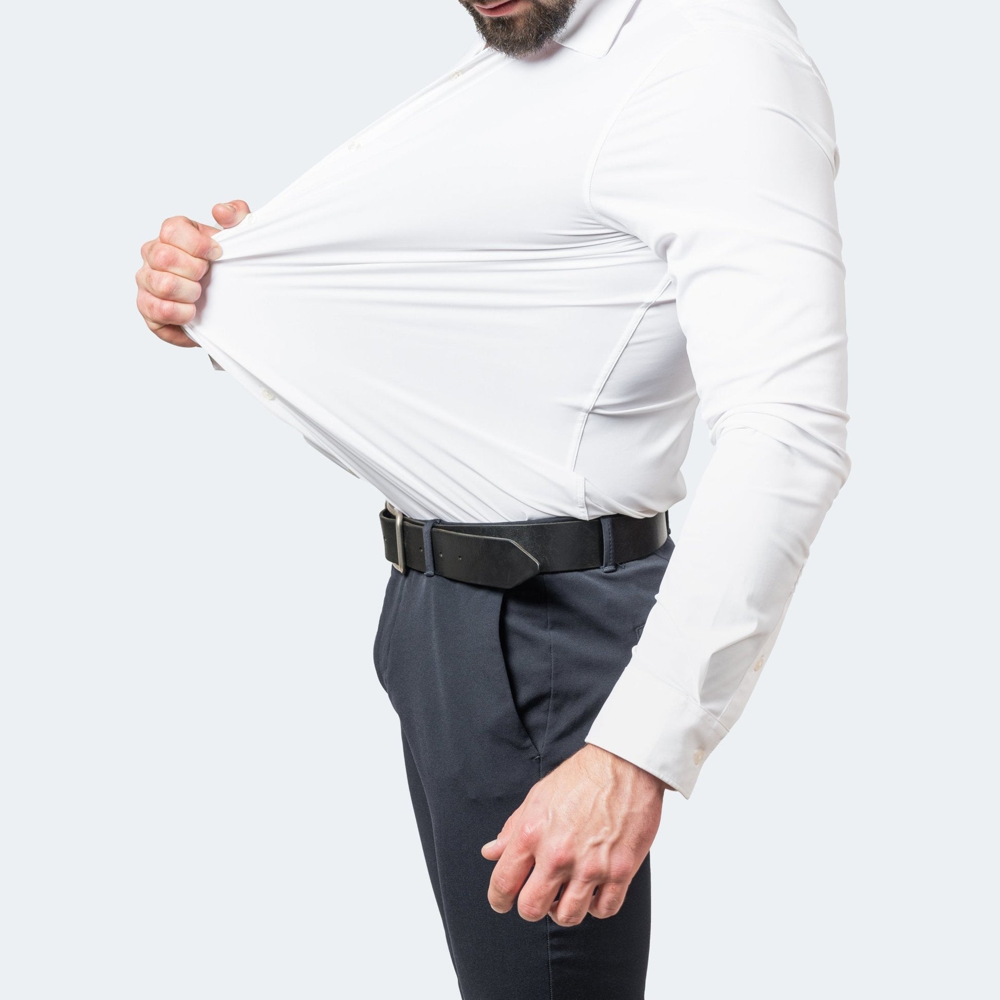 Chemise Homme Boutons | Blanc, Stretch Sans Repassage