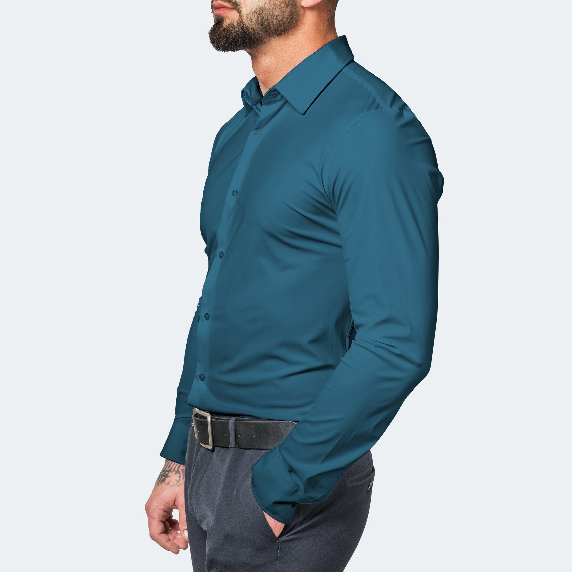Chemise Homme Boutons | Blanc, Stretch Sans Repassage
