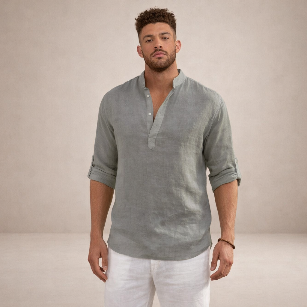 Chemise lin homme | Coupe régulière, manches longues, col officiel