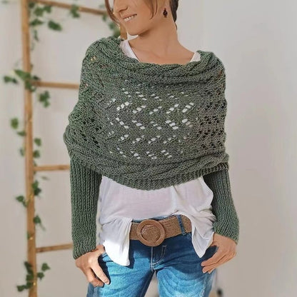 Écharpe femme tricot double manches châle hiver longue 260 cm