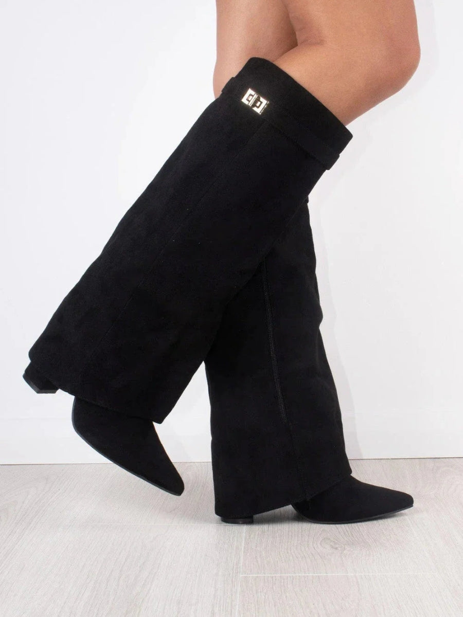 Bottes hautes en suède élégantes - Mode femme - Chic et confort-Chaussures-PARIS FEMME
