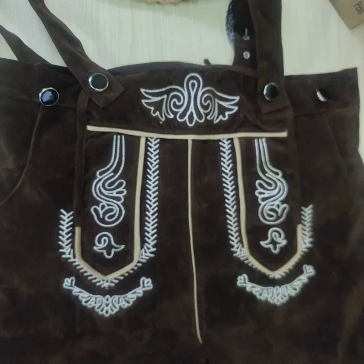 Herren Lederhosen - Cuir de haute qualité - Bretelles & Chemise - Tenue traditionnelle de fête