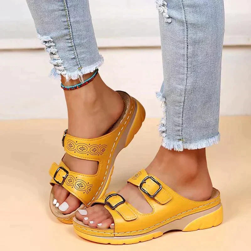 Sandales orthopédiques femme bride réglable cuir