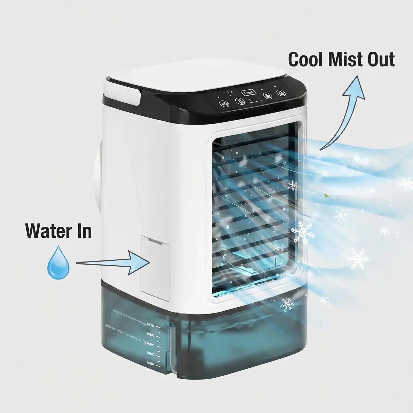 Quinn | Climatiseur portable 3 vitesses avec refroidissement ultrasonique