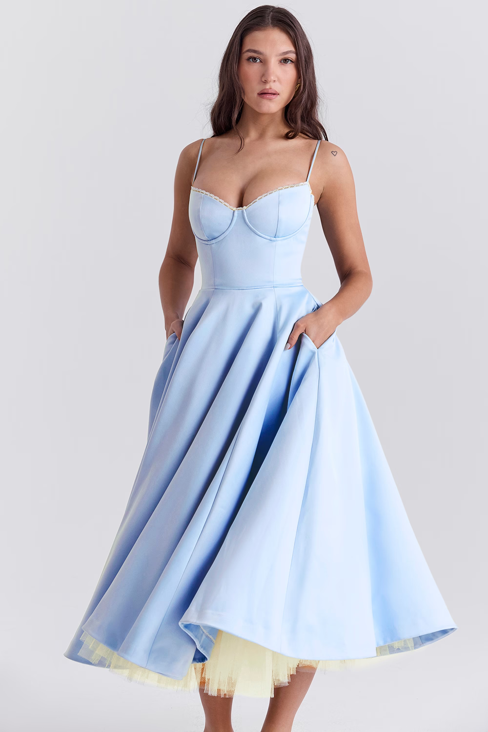 Amarielle - Robe Midi Élégante - Corset - Jupe Évasée - Robe de Bal