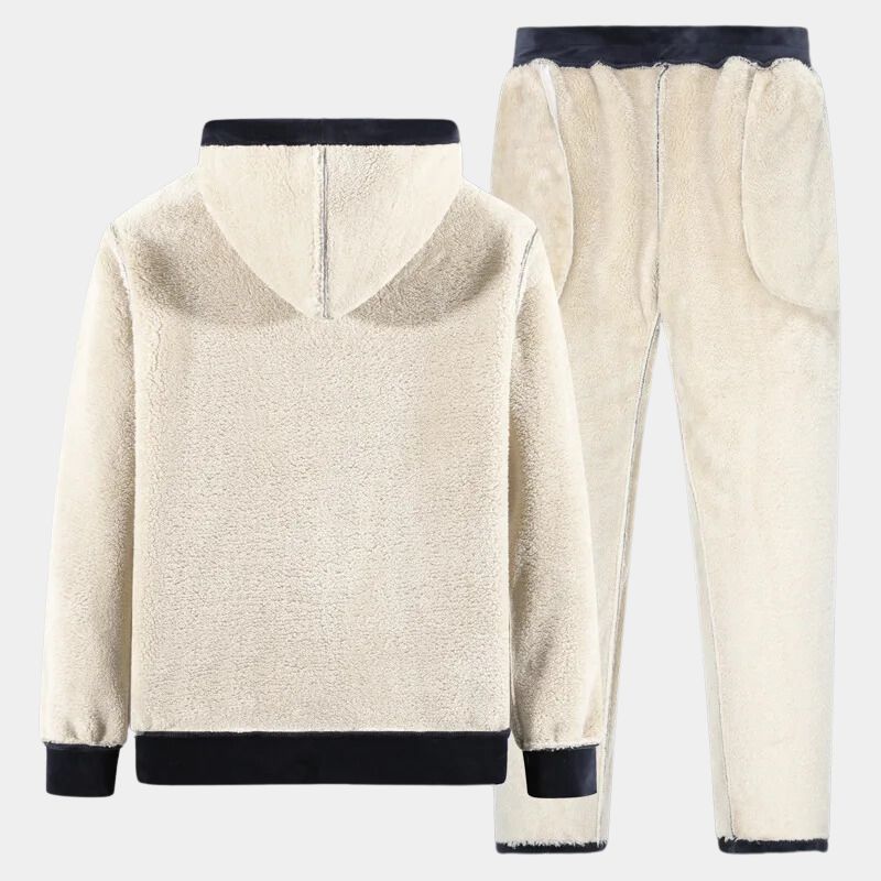 Ensemble survêtement homme polaire 2 pièces hiver avec capuche et pantalon