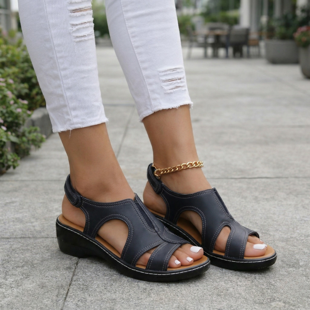 Sandales Orthopédiques en Cuir pour Femme | Support de Voûte Plantaire Confort