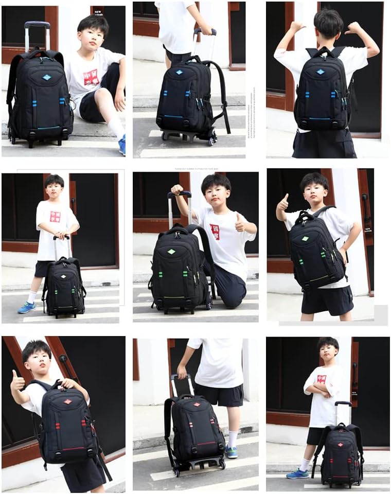 Sac à dos scolaire à roulettes pour garçons – Sac à dos trolley convertible