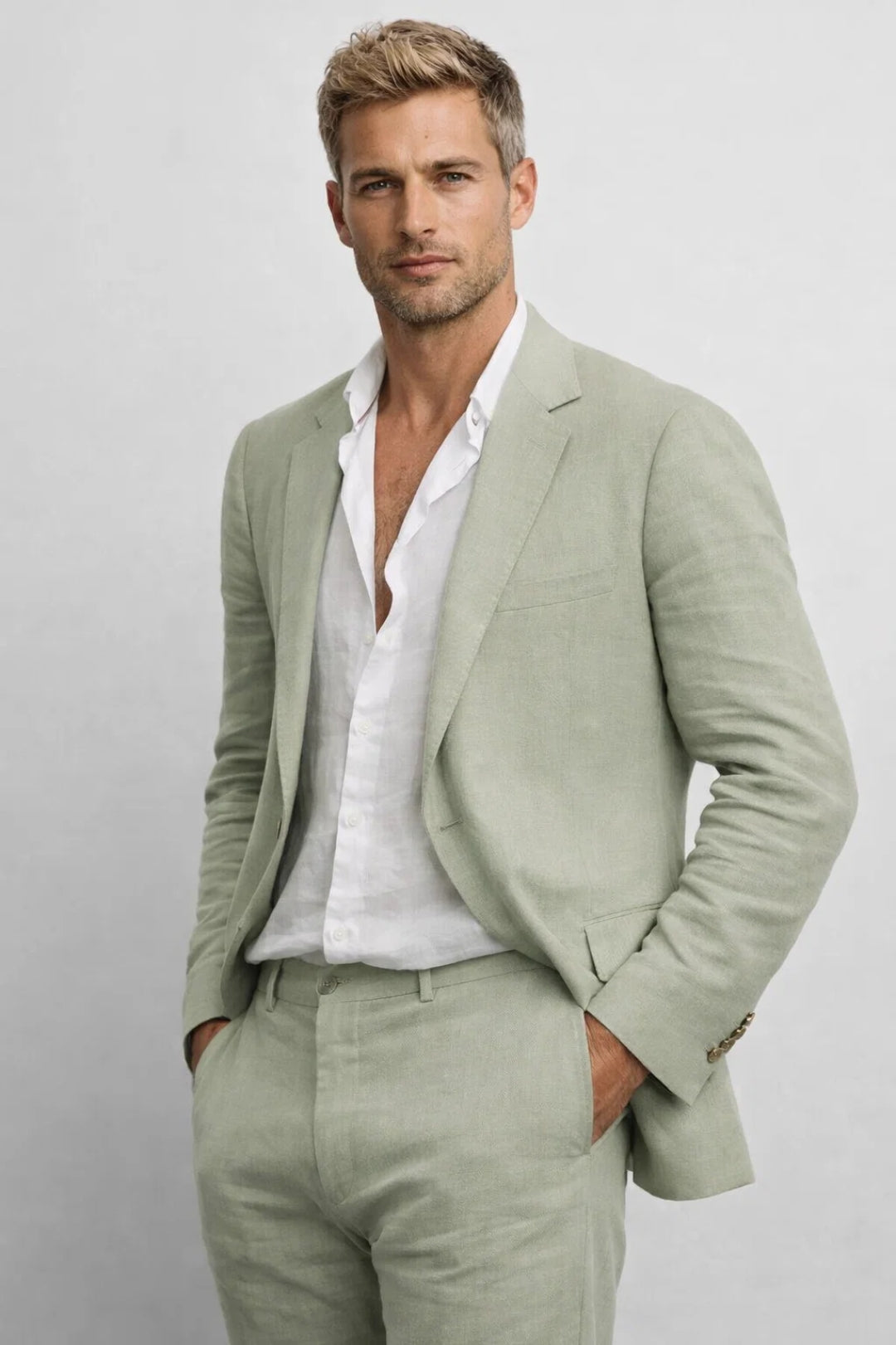 Costume homme deux pièces | Coupe régulière, col rond | Tailleur