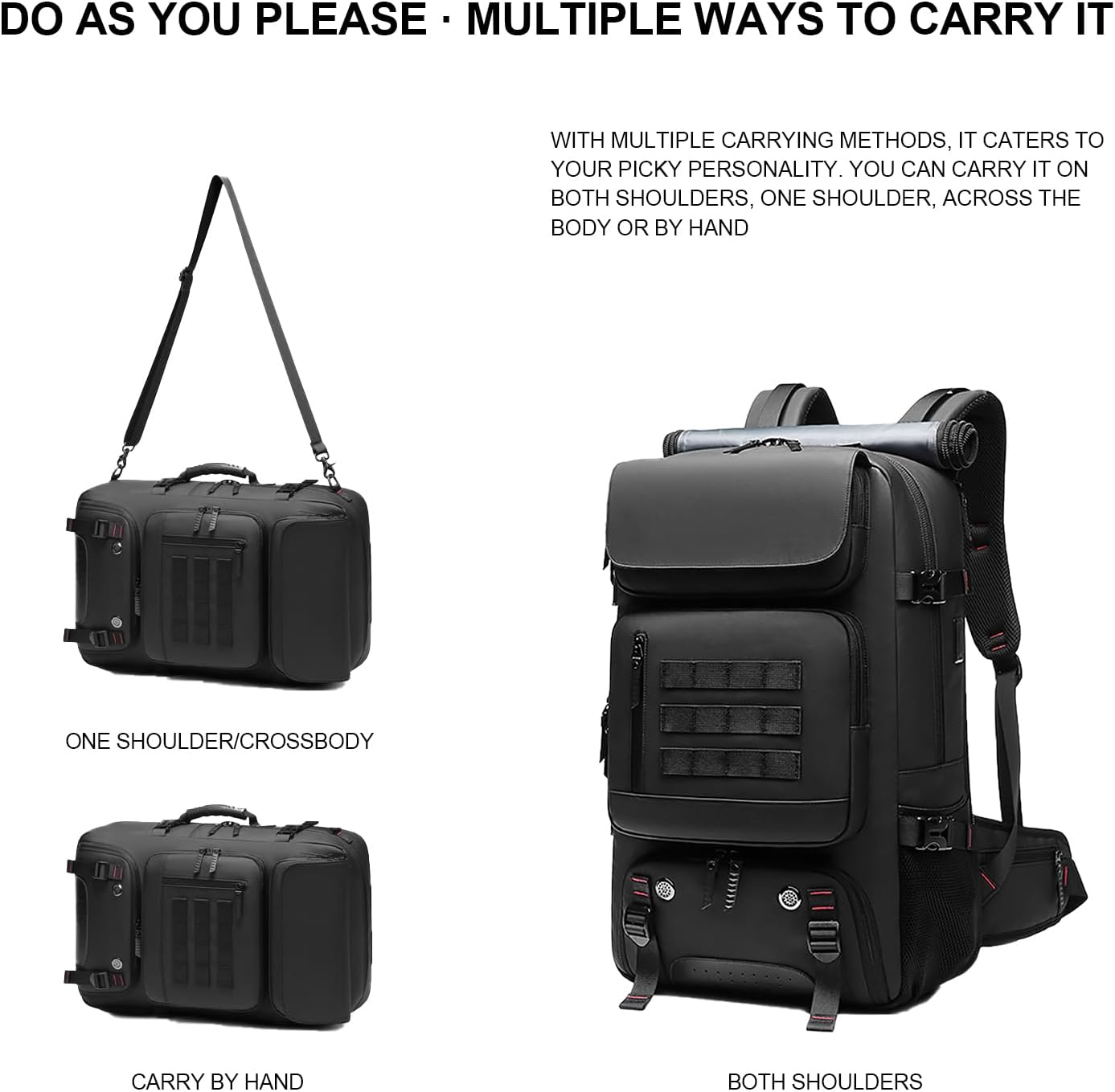 Sac à dos de voyage 50L | Extensible, imperméable | Compartiment à chaussures, port USB