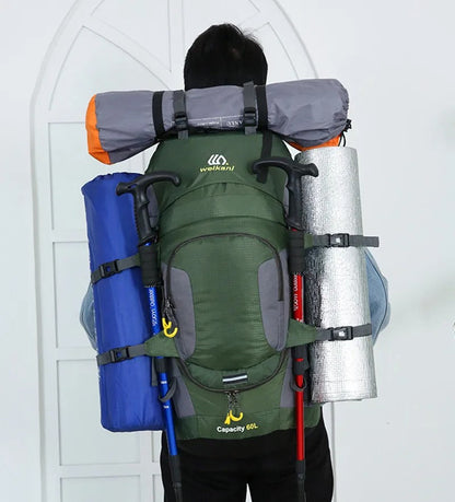 Sac à dos de voyage 60L | Étanche, spacieux | Pour la randonnée et les activités en plein air