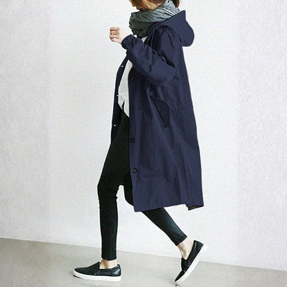 Manteau long femme | Streetwear urbain, fermeture boutonnée