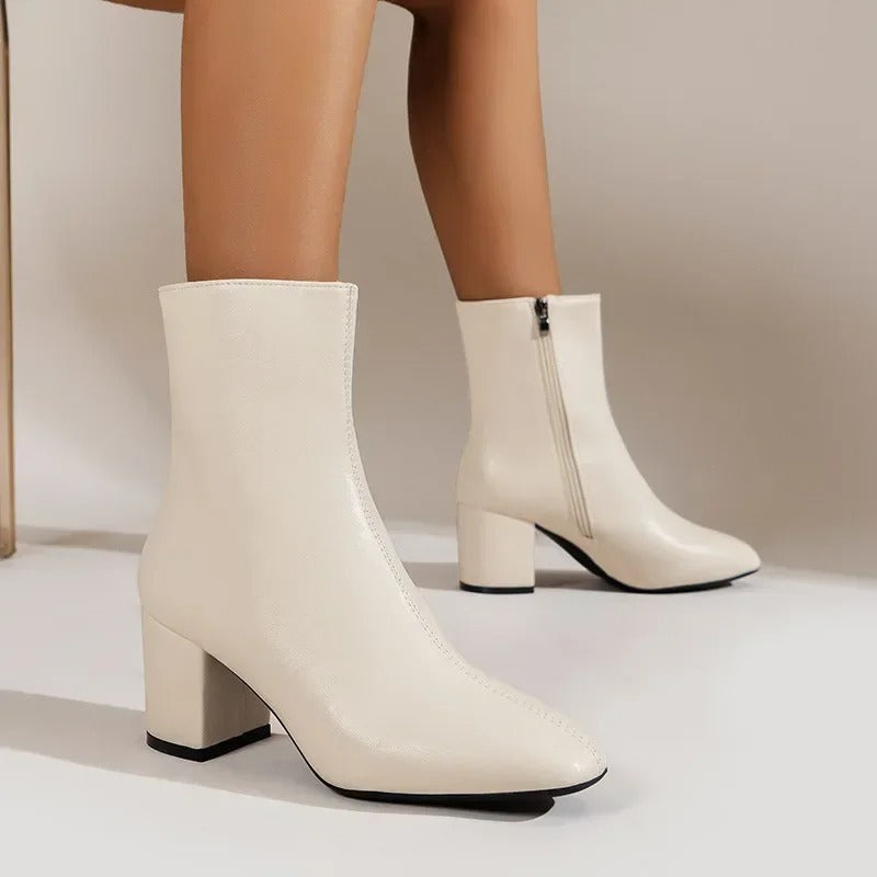 Bottines à Talon Femme | Bout Pointu, Fermeture Zippée | Style Élégant