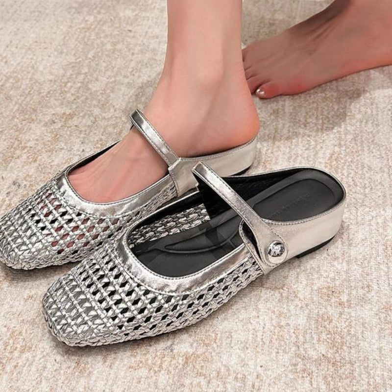Femmes Mule Plates Tissées Orthopédique