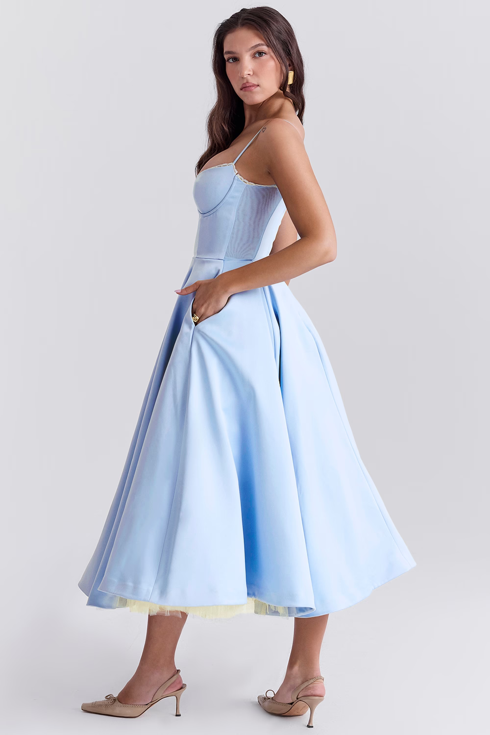 Amarielle - Robe Midi Élégante - Corset - Jupe Évasée - Robe de Bal