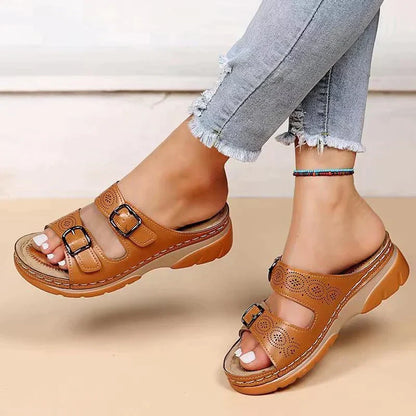 Sandales orthopédiques femme bride réglable cuir